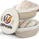 3pcs 9 inch Banneton Basket Set of Banneton Bread Proofing Basket - 9 inch Banneton Basket Set of Handmade hemp rope Baskets Lining and Lid