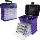 Storage and Tool Box-Durable Organizer Utility Box-4 Drawers with 19 Compartments Each for Hardware, Fish Tackle, Beads, and More by Stalwart (Purple)