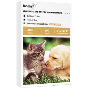 Koala Photo Paper Double-Sided Matte 8.5X14 Inches Compatible with Inkjet Printer 48LB for Presentation 100 Sheets 180GSM