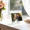 Small Photo Albums 4x6 Pictures with Stand, Flip-Through 4x6 Photo Album with Removable Pages - Baby Photo Album with Acrylic Scalloped Cover, Desktop Display for Nursery, Gifts for wedding (Medium)