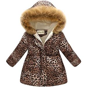 Miss Bei Girl's Winter Coat Jacket Hooded Kids Toddler Flower Print Parka Outwear Warm Cotton Puffer Hooded Jacket 140