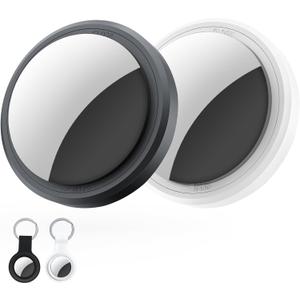2 Packs Air Tracker Tags Compatible with Find My (iOS Only), Bluetooth Tracker, Smart Keys Finder and Item Locator with Waterproof Case for Wallet Luggage Backpack (Android Need Download App)