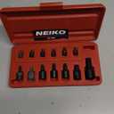 NEIKO 10281B Impact Torx Bit Socket Set, 1/4", 3/8" and 1/2" Drive, 6 Point Star Sockets, Heavy Duty Impact Grade Cr-Mo, T10 to T60 High Impact, Professional Grade Auto & Motorcycle Mechanic Socket