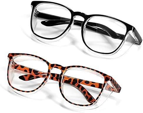 Anti Fog Safety Glasses Goggles for Women Nurses Man Eye Protection 2 Pack Black+Leopard