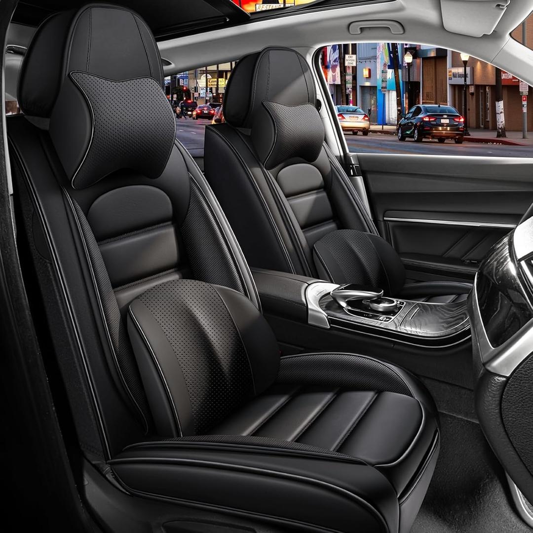 Full Set Car Seat Covers for Mazda CX-5 2013-2026, Waterproof Stain-Resistant Seat Cover, Premium Nappa Leather Seat Protectors with Storage Pockets(Luxury 5 Seats/Black)