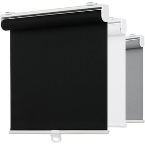 Light Filtering Solar Shades for Indoor Windows, 14" W x 72" H, Black | Cordless Pull Down Spring Blinds, 5% Openness Semi Sheer Fabric, Flame Retardant, Thermal Insulated UV Protection for Home