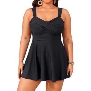 Aqua Eve Plus Size Two Piece Swimsuits for Women Tankini Bathing Suits Flowy Swim Dress with Shorts 16W