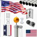 VINGLI Upgraded 20FT Sectional Aluminum Flagpole, Thick Tube Halyard Flag Pole,Kit Free 27~33mph 3'x5' USA American Flag Golden Ball Top Halyard Rope PVC Sleeve,Outdoor Residential Garden Gazebo