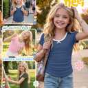 Custoneei 3 Pack Girls Short Sleeve Tees, 3-Color, 13-14 Years