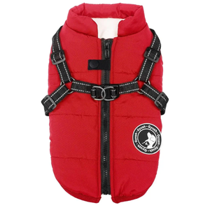 Dog Winter Coat with Harness Builtin | Waterproof Dog Jacket with Zipper & Fleece Lining | Reflective Cold Weather Coat for Medium Dogs