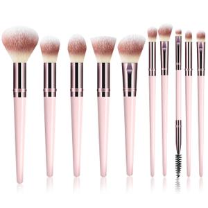 Makeup Brush Set, Premium Synthetic 10 PCS Makeup Brushes, Travel Makeup Brush Set with Soft Hairs, Makeup Brushes Set Professional for Blush, Eyeliner, Eyeshadow, Concealer, and Foundation (Pink)