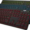 Arteck Universal Backlit 7-Colors & Adjustable Brightness Multi-Device Full Size Wireless Bluetooth Keyboard for Windows, iOS, iPad OS, Android, Computer Desktop Laptop Surface Tablet Smartphone