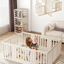 VBABY Baby Playpen, Plastic Play Pen for Babies and Toddlers 1-3, 12 Panels Large Kids Playyard, Indoor & Outdoor Baby Fence, 66" x 51", White