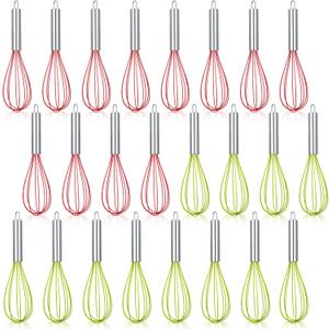 24 Sets 8 Inch Whisks Bulk DIY Fillable Whisk Gifts Colored Silicone Whisks for Cooking Heat Resistant Egg Beaters for Candy Holder Party Favors