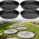 4 Pcs Stepping Stone Mold, Round Plastic Paver Molds for Concrete, Dia 10.2 in/ 1.18 in Depth Cement Black Tray, Reusable DIY Form for Paving Garden Path, Walkway, Patio, Outdoor Landscaping
