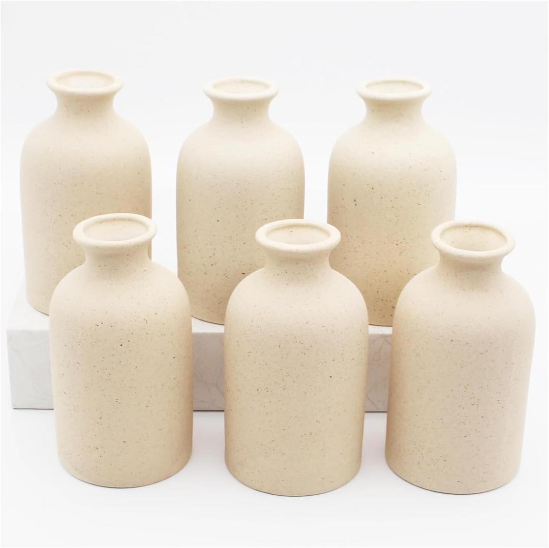 YANLING 6 Pack Light Yellow Small Vase for Flowers, 5 inch Modern Ceramic Vases for Pampas Grass Simple Shelf Vase, Boho Vases for Home Decor, Wedding Dinner Table Party Office Bedroom YANLING 6 Pack Light Yellow Small Vase for Flowers, 5 inch Modern Ceramic Vases for Pampas Grass Simple Shelf Vase, Boho Vases for Home Decor, Wedding Dinner Table Party Office Bedroom