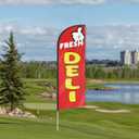 Fresh Deli Feather Flag for Business Advertising 6 FT Swooper Flag for Storefronts Retailers Shops Food Trucks Events and Fairs (Flagpole Not Included)