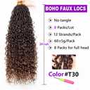ZRQ 8 Packs Ombre Goddess Locs Crochet Hair 24 Inch Boho Faux Locs Croceht Braids, Ombre Boho Faux Locs Pre Looped Bohemian Locs Crochet Soft Locs With Curly Ends Hair Extension T30#