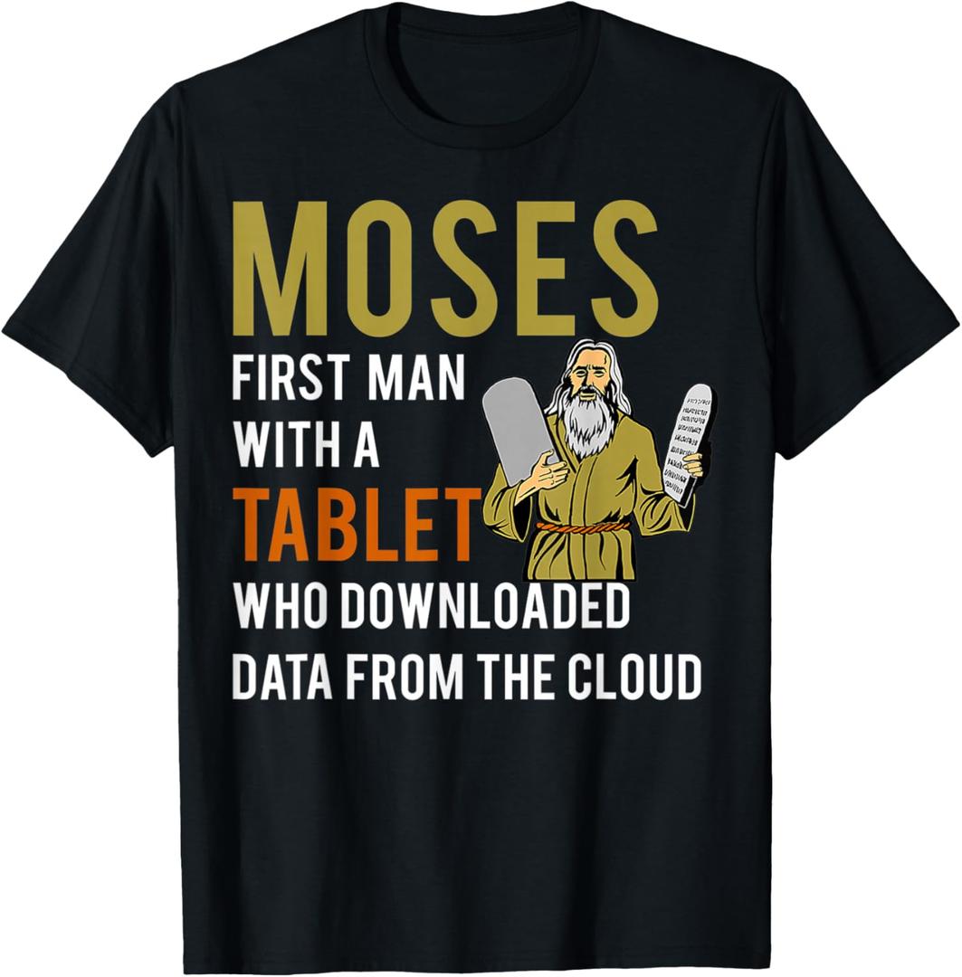 Funny Jewish Passover Moses Tablet Data Cloud Computing T T-Shirt, 4XL