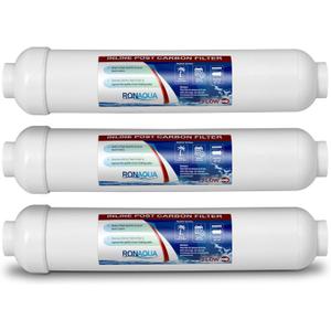 T33 Inline Coconut Grade Activated Carbon Pre/Post Membrane Filter for Taste and Odor Reduction WELL-MATCHED with AICRO, K2533JJ, FT15, IC-100A (Set of 3)