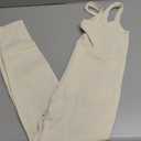 Women Workout Seamless Jumpsuit Yoga Ribbed Bodycon One Piece Tank Top Leggings Romper (X-Large, 02beige)