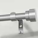 PORTRES Silvery Heavy Duty Curtain Rods for Windows 66 to 120 Inches Adjustable Length 1" Diameter Curtain Rod with Modern Decorative Finials for Outdoor Farmhouse Bedroom Kitchen Living Room