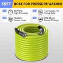 POHIR Pressure Washer Gun with Foam Cannon & 50ft Power Washer Hose, 3600PSI Pressure Washing Kit with 15" Extension Wand & 7 Nozzle Tips, 3/8'' Quick Connector & M22 15mm/14mm Fittings