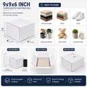 9x9x9 White Shipping Boxes, 25 Pack Easy Assembly, Sturdy ECT 32 Corrugated Cardboard Boxes for Packaging & Mailing, Perfect for Small Business & E-commerce