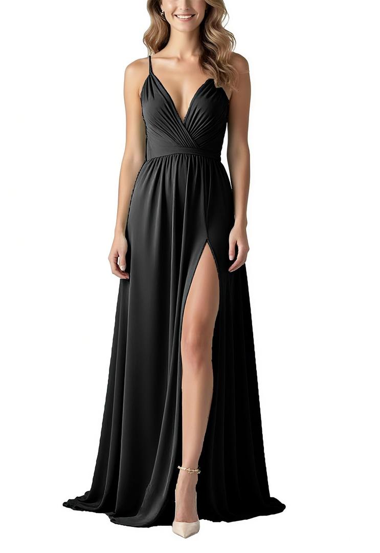 DeftSharp Ruffle Dress Women Sleeveless Summer Maxi Dress for Women Party Evening Wedding Guest Black (Black, S)