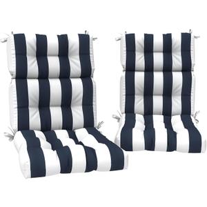 Set of 2 Outdoor High Back Chair Cushions 44"x 22",Water Repellent Rocking Seat Cushions Replacement, Seat/Back Chair Cushions for Patio, Porch, Balcony and Indoor - Cabana Navy
