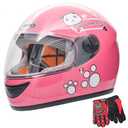 Kids Bike Helmet with Gloves, for Pedal Scooter, Motorcycle, ATV, Quad Bicycle, Suitable for Ages 3-6 (Pink)