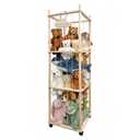 Stuffed Animal Storage, 53.9 Inch Wooden Large Stuffed Animal Zoo Organizers with Wheels, Stuffy Plushies Storage Holder with Elastic Band & Solid Base, Plushies Storage for Playroom Bedroom Nursery