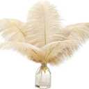 Ballinger Champagne Ostrich Feathers Bulk - 12Pcs 12-14inch Large Boho Feathers for VaseWedding Party Centerpieces Home and Pampas Grass Decor
