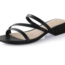 Ankis Black Nude White Strappy Heels Women 1 Inch Low Chunky Block Heel Heeled Sandals Square Open Toe Slip On Slides Mules
8