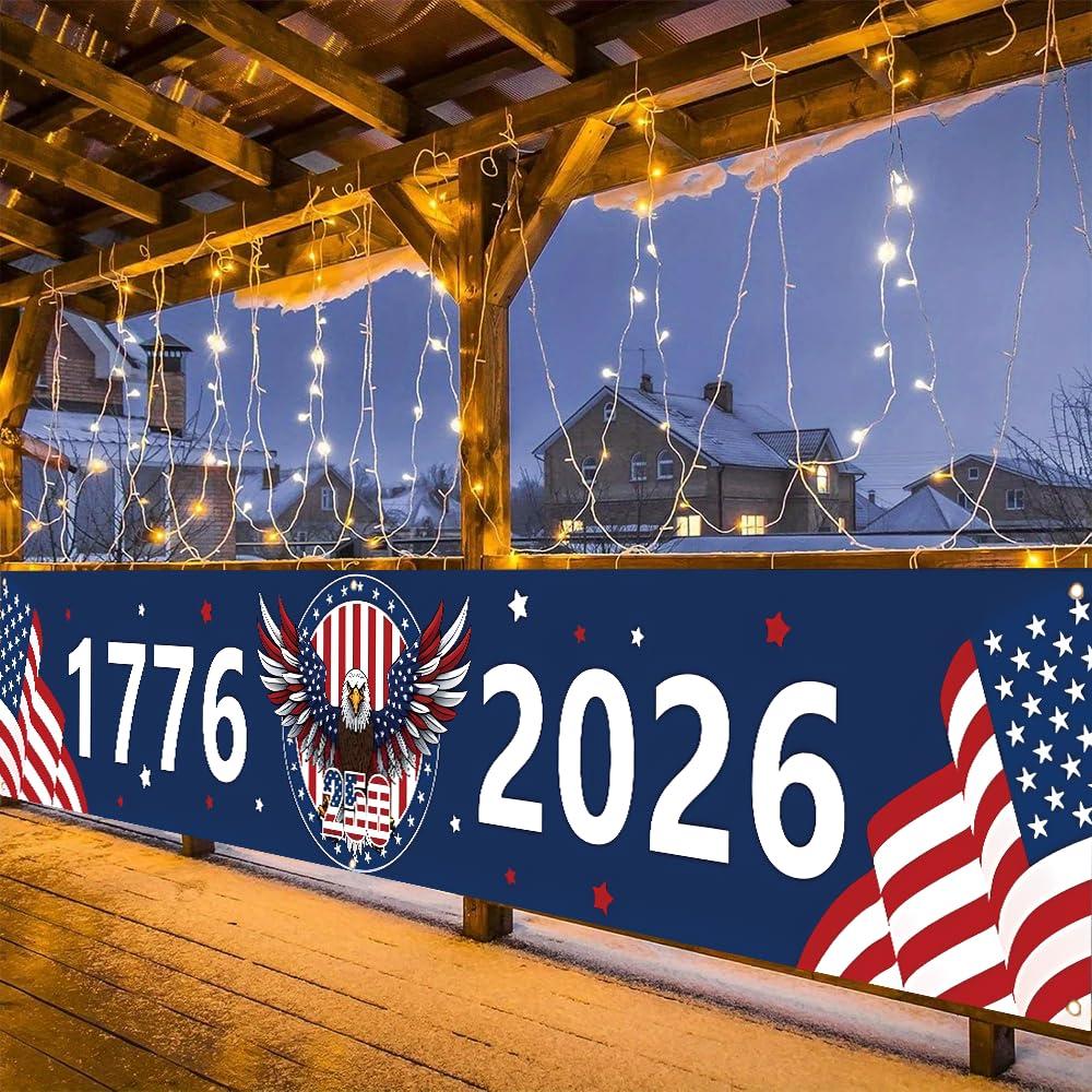 250 Anniversary Flag - 3 Layers Patriotic Flags - 4th of July Decorations Independence Day 250th Anniversary Flag for Indoor Outdoor (H)