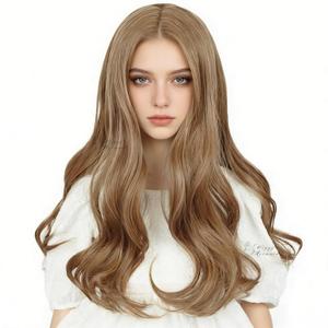 Wiggy Mermaid Brown Wig Long Wavy Curly Middle Part Costume Wig Princess Halloween Party Hair
