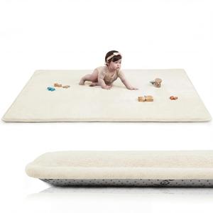 Baby Play Mat for Floor,1.3" Thick Elasti-Foam 74"×50" Playpen Mat, Non-Toxic Certified Water-Repellent Coral Velvet, Non-Slip Safe Crawling Mat for Tummy Time, Toddler & Infant(Cream)