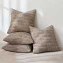 MIULEE Pack of 4 Light Brown Corduroy Decorative Throw Pillow Covers 20x20 Inch Soft Boho Striped Pillow Covers Modern Farmhouse Home Decor for Sofa Living Room Couch Bed