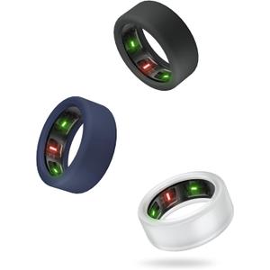 Silicone Protector Compatible With Oura Ring Gen 3, 3Pack Elastic Cover for Working Out (M 11/12/13, Black+Blue+Clear)