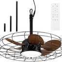 NORFOLK Outdoor Ceiling Fans with Light, Large 28 Inch Wet Rated IP65 Gazebo Fan for Patios and Pergola, Plug-In and Waterproof with Remote Control, Hanging with Hook