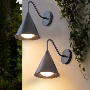 Outdoor Wall Lights 2 Packs, Dark Sky Integrated LED Porch Wall Sconce, 6W 3000K Exterior Lighting Fixtures Wall Mount for House, Barn, Garage