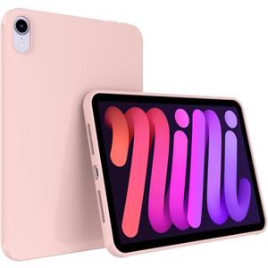 Callyue Slim Case for iPad mini 6 8.3 Inch 2021 iPad mini 6th Generation, iPad mini 7 2024 Case (A17 Pro), Ultra Thin Lightweight Matte Soft Flexible Frosted TPU Skin Bumper Back Cover Shell, Pink