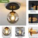 Motion Sensor Light Indoor 1-Light Mini Glass Globe Ceiling Light Fixture Modern Black Semi Flush Mount Light for Hallway Entryway Porch Stairway Closet