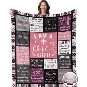 Christian Gifts for Women Blanket, Inspirational Religious Birthday Gifts, Baptism Confirmation Gifts for Girls, I Am a Child of God Blankets, Bible Verse Blanket 60"x50"