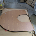 Flash Furniture Mobile 60''W x 66''L Horseshoe Oak Thermal Laminate Activity Table - Height Adjustable Short Legs