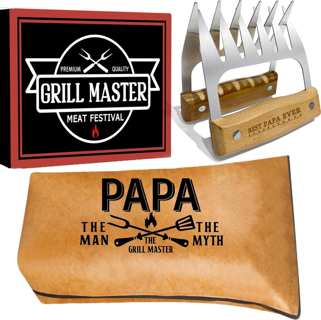 Gifts for Papa Christmas, Papa Gifts from Grandkids BBQ Blanket with Meat Claws, Meat Resting Bag for BBQ Smoking, Meat Shredder Claws Grill Accessories for Outdoor Grill on Birthday Party