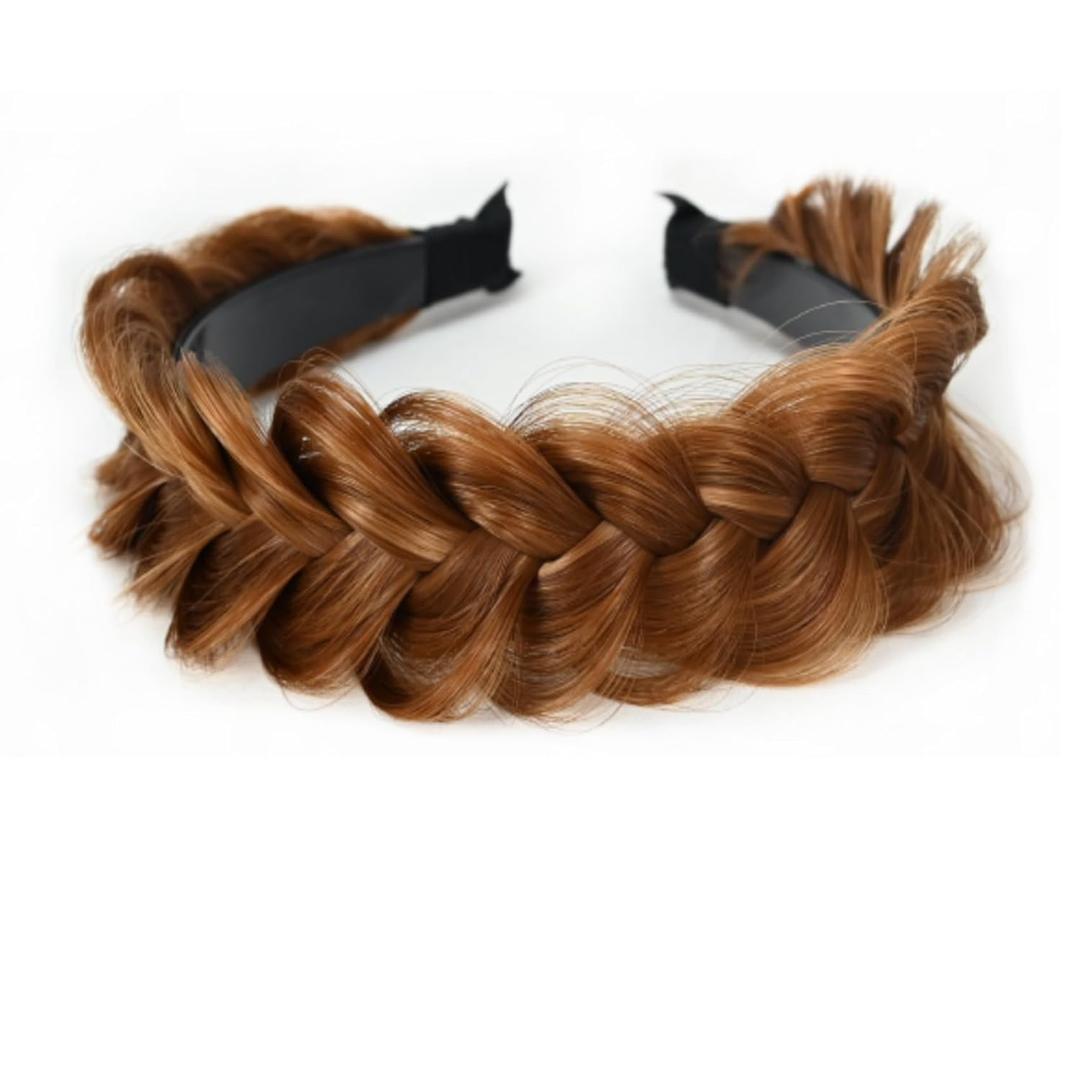 Wide Braided Headband Hoop Fashion Hair Accessories Elastic Non-slip Band for Women and Girl (OCHRE)