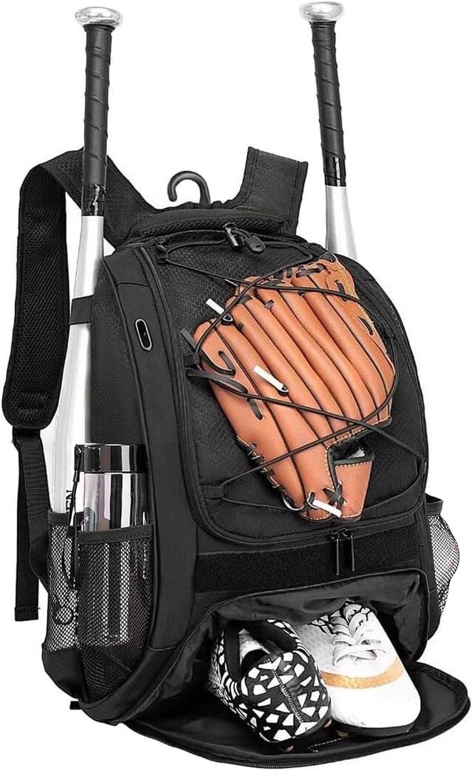 DAFISKY Baseball Bag Softball Backpack - Youth Adult T Ball Bat Equipment Bag with Bat Helmet Holders, Shoe Compartment