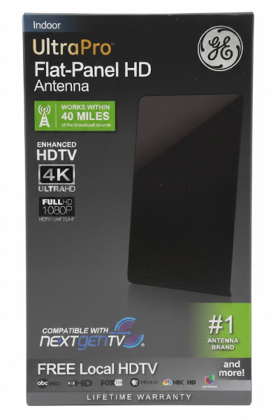 GE PRO Flat Panel HD Indoor Antenna Free Local HDTV 4K UltraHD Full 1080P NEW OB
