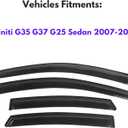 IG Window Visors Fit for 2007-2015 Infiniti G35 G37 G25 Q40, Out-Channel Rain Guards Vent Wind Deflectors 4PC, Car Accessories for 07-15 Infiniti G35 G37 G25 Q40